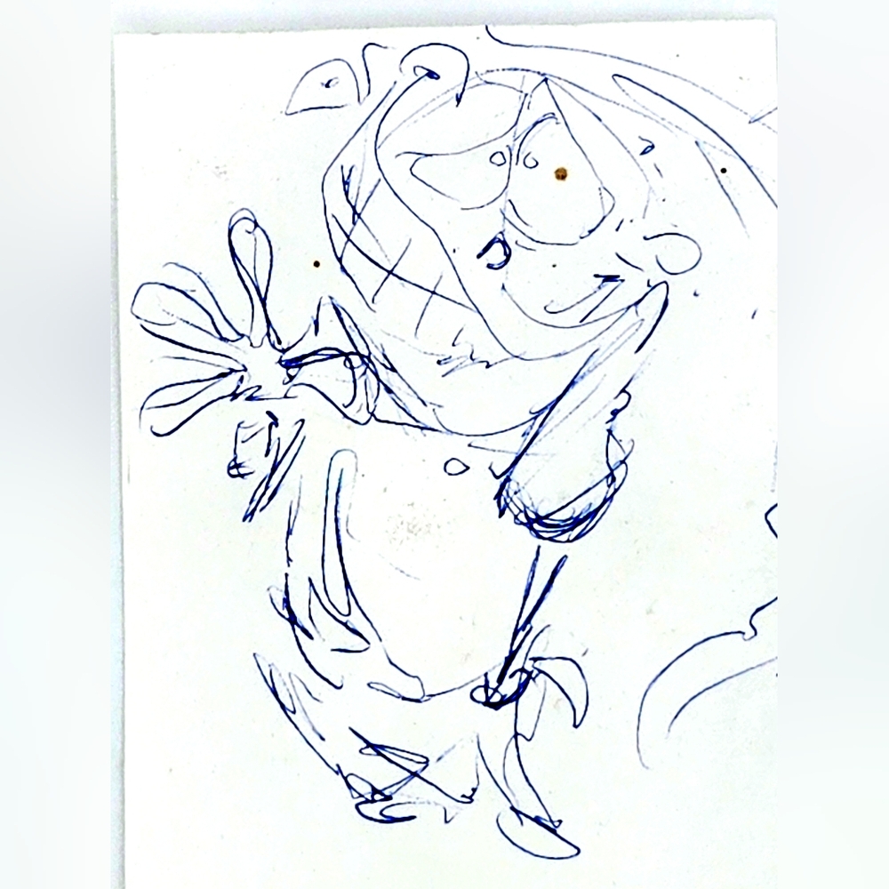 Ed Edd n Eddy "Tiny Eddy Sez Hello" Small Ink Drawing  by RM